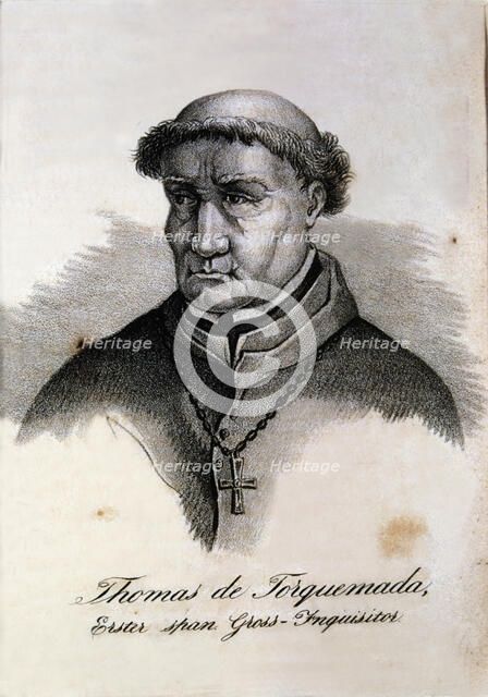 Fray Tomas de Torquemada (1420-1498), Spanish Dominican, inquisitor general appointed by Innocent…