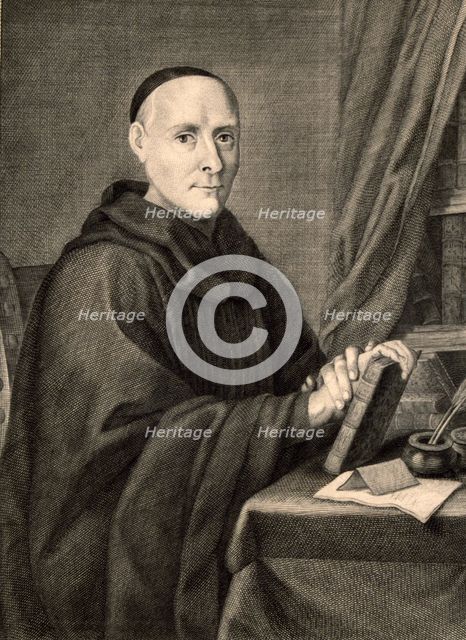 Fray Benito Jerónimo Feijoo (1676-1764), Spanish Benedictine monk and scholar, engraving in the c…
