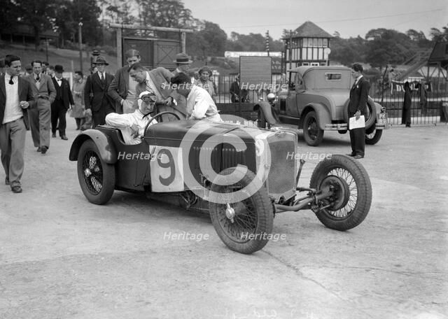 Frazer-Nash 1496 cc stripped for racing at Brooklands. Artist: Bill Brunell.