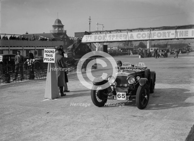 Frazer-Nash competing in the JCC Rally, Brooklands, Surrey, 1939. Artist: Bill Brunell.
