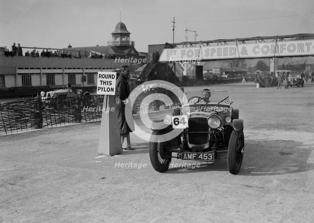 Frazer-Nash competing in the JCC Rally, Brooklands, Surrey, 1939. Artist: Bill Brunell.