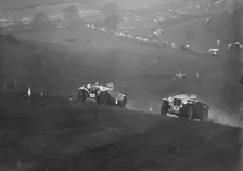 Frazer-Nash and MG NA Magnette competing in the MG Car Club Rushmere Hillclimb, Shropshire, 1935. Artist: Bill Brunell