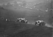 Frazer-Nash and MG NA Magnette competing in the MG Car Club Rushmere Hillclimb, Shropshire, 1935. Artist: Bill Brunell