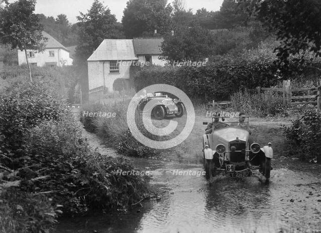 Frazer-Nash and MG J2, B&HMC Brighton-Beer Trial, Windout Lane, near Dunsford, Devon, 1934. Artist: Bill Brunell.