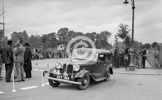 Frazer-Nash BMW 2-door saloon of JA Davies competing in the South Wales Auto Club Welsh Rally, 1937 Artist: Bill Brunell.