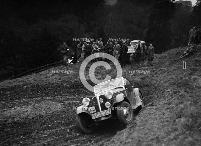 Frazer-Nash BMW 319/55 of KN Smith at the MCC Edinburgh Trial, Roxburghshire, Scotland, 1938. Artist: Bill Brunell.