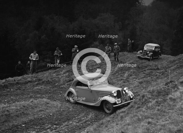Frazer-Nash BMW of EB Wadsworth competing in the MCC Edinburgh Trial, Roxburghshire, Scotland, 1938. Artist: Bill Brunell.