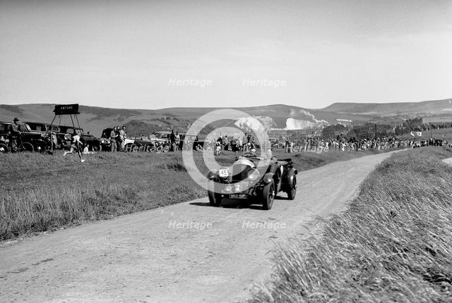 Frazer-Nash BMW of EG Burt competing in the Bugatti Owners Club Lewes Speed Trials, Sussex, 1937. Artist: Bill Brunell.