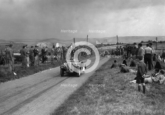 Frazer-Nash BMW competing in the Bugatti Owners Club Lewes Speed Trials, Sussex, 1937. Artist: Bill Brunell.