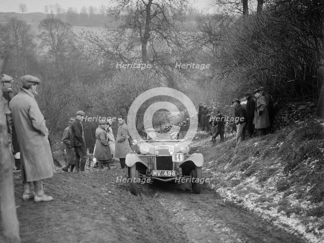 Frazer-Nash Boulogne II of P Lees competing in the Sunbac Colmore Trial, Gloucestershire, 1933. Artist: Bill Brunell.