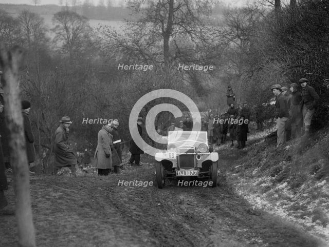 Frazer-Nash Boulogne II of RS Langford competing in the Sunbac Colmore Trial, Gloucestershire, 1933. Artist: Bill Brunell.