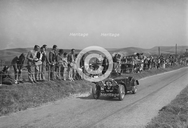 Frazer-Nash Interceptor competing in the Bugatti Owners Club Lewes Speed Trials, Sussex, 1937. Artist: Bill Brunell.