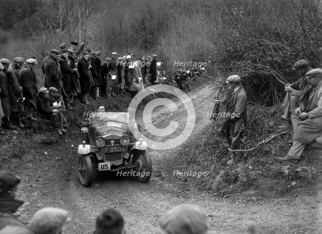 Frazer-Nash of JE Ackery competing in the MCC Lands End Trial, 1935. Artist: Bill Brunell.