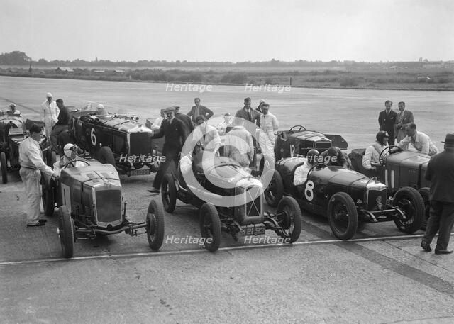 Frazer-Nash, Samson and Riley cars at an Inter-Club Meeting, Brooklands, 20 June 1931. Artist: Bill Brunell.