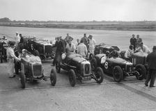 Frazer-Nash, Samson and Riley cars at an Inter-Club Meeting, Brooklands, 20 June 1931. Artist: Bill Brunell