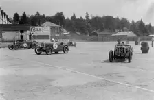 Frazer-Nash, Wolseley Hornet and Riley 9 Brooklands, BARC meeting, Brooklands, Surrey, 1933. Artist: Bill Brunell