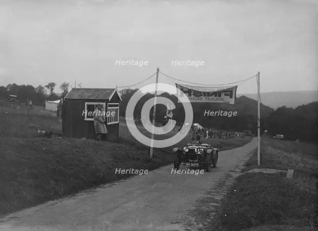 Frazer-Nash TT replica finishing the Shelsley Walsh Hillclimb, Worcestershire, 1935. Artist: Bill Brunell.
