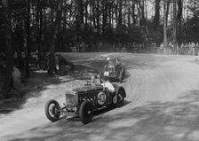 Frazer-Nash TT replica leading a Wolseley Hornet at Donington Park, Leicestershire, 1930s. Artist: Bill Brunell