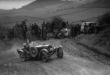 Frazer-Nash TT replica of TN Clare competing in the MG Car Club Midland Centre Trial, 1938. Artist: Bill Brunell
