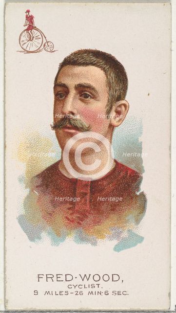 Fred Wood, Cyclist, from World's Champions, Series 2 (N29) for Allen & Ginter Cigarettes, ..., 1888. Creator: Allen & Ginter.