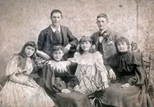 Fred & Bert Newland with sisters Ethel, Grace and Nell, any mother or foster carer, c1900s. Creator: Unknown