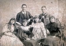 Fred & Bert Newland with sisters Ethel, Grace and Nell, any mother or foster carer, c1900s. Creator: Unknown