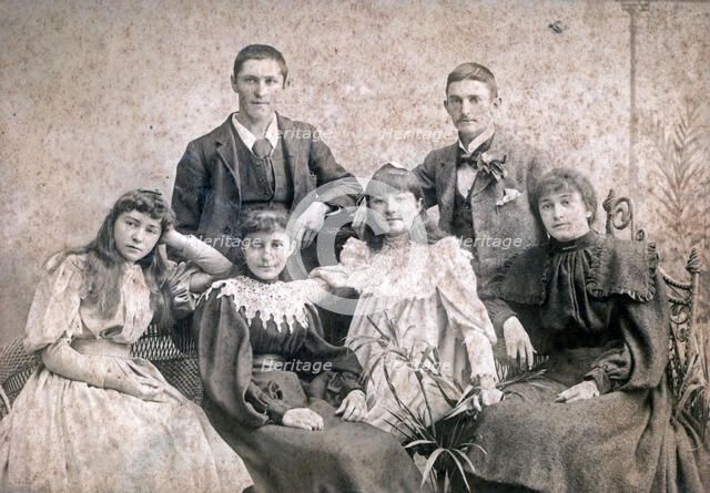 Fred & Bert Newland with sisters Ethel, Grace and Nell, any mother or foster carer, c1900s. Creator: Unknown.