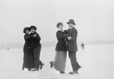 Fred Flake and Flo Coine; Frank Thompson and Mrs. Matheson -- ice skating, between c1910 and c1915. Creator: Bain News Service