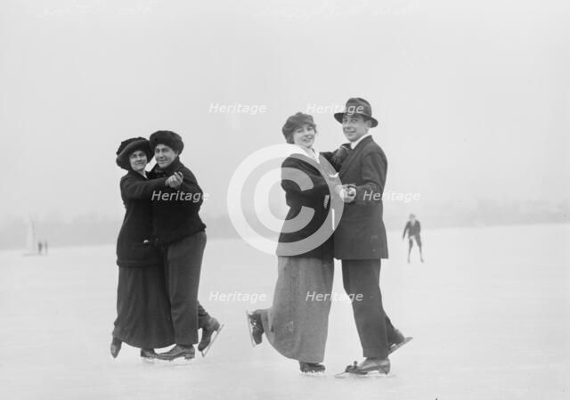 Fred Flake and Flo Coine; Frank Thompson and Mrs. Matheson -- ice skating, between c1910 and c1915. Creator: Bain News Service.