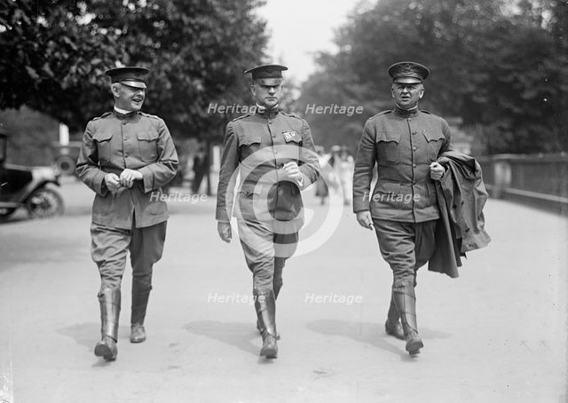 Fred R. Brown, Lt. Col. Sherer; Brown; Major Joseph Compton Castner, 1917. Creator: Harris & Ewing.