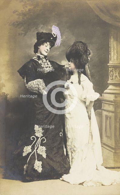 Fred Sinclair in drag and Gracie Whiteford pose in character, 1907. Creator: Unknown.