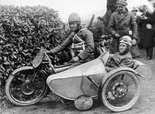 Freddie Dixon and passenger Walter Denny, Isle of Man sidecar TT race, 1923