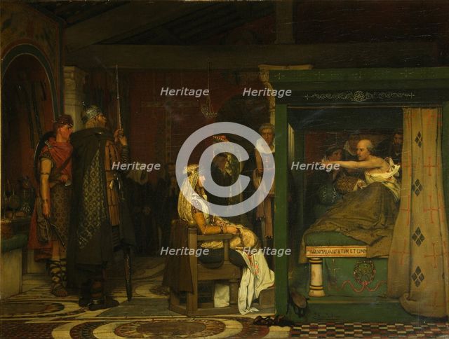 Fredegund visits Bishop Prætextatus on his deathbed, 1864. Artist: Alma-Tadema, Sir Lawrence (1836-1912)