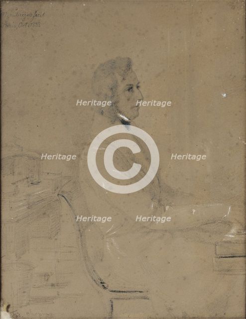 Frédéric Chopin at piano. Artist: Götzenberger, Jakob (1802-1866)