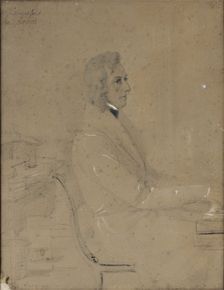Frédéric Chopin at piano. Artist: Götzenberger, Jakob (1802-1866)