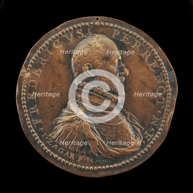 Frédéric Perrenot, 1536-1602, Lord of Champagney, Governor of Antwerp 1571 [obverse], 1574. Creator: Jacob Zagar.