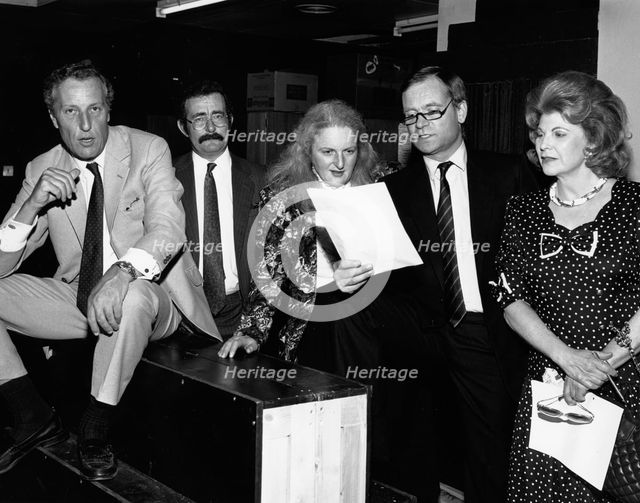 Frederick Forsyth, Robert Winston, Rabbi Julia Neuberger, Jeffrey Archer, and Sally Oppenheim. Creator: Sidney Harris.