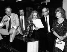 Frederick Forsyth, Robert Winston, Rabbi Julia Neuberger, Jeffrey Archer, and Sally Oppenheim. Creator: Sidney Harris