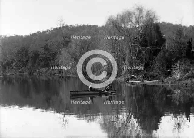 Frederick George Walker and boy in a row boat (possibly Coomera River), c1900s.. Creator: Robert Augustus Henry L'Estrange.