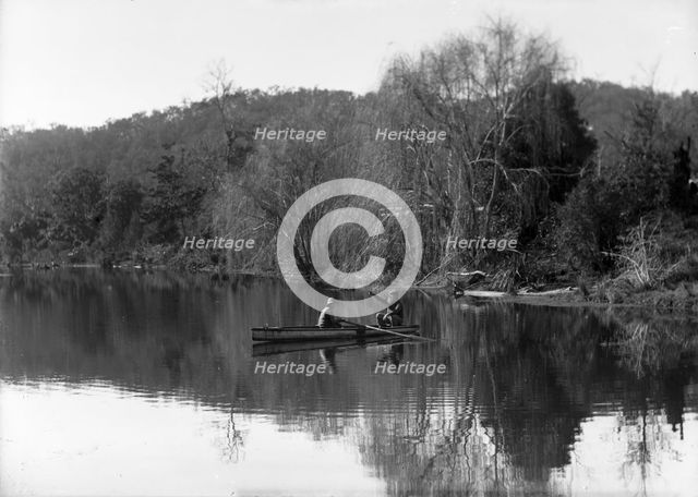 Frederick George Walker and boy in a row boat (possibly Coomera River), c1900s.. Creator: Robert Augustus Henry L'Estrange.