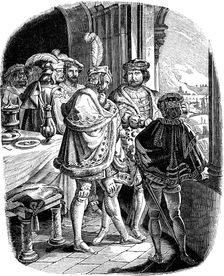 Frederick I Meal in Heidelberg Castle 1462 (Illustration from the Geschichte des deutschen Volkes by E. Duller), 1840. Artist: Richter, Adrian Ludwig (1803-1884)
