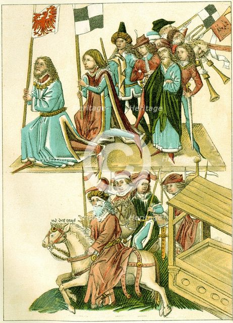 Frederick I receives Brandenburg (Copy of an Illustration from the Richental's illustrated chronicle), c. 1440. Artist: Anonymous  