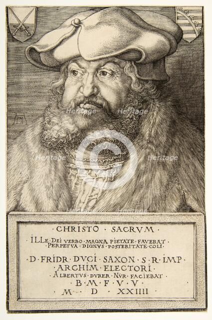 Frederick the Wise, Elector of Saxony, pub. 1524. Creator: Albrecht Durer (1471 - 1528).