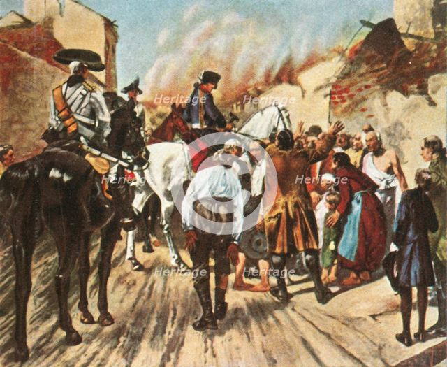 Frederick the Great in the ruins of Küstrin before the Battle of Zorndorf, 25 August 1758, (1936). Creator: Unknown.