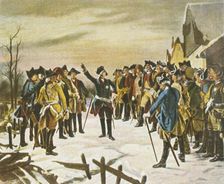 Frederick the Great makes a speech...on the eve of the Battle of Leuthen, 5 December 1757, (1936). Creator: Unknown