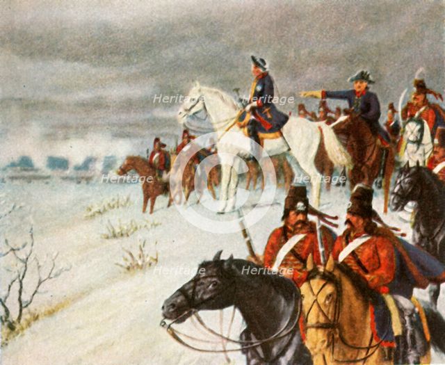 Frederick the Great on the hill at Borna during the Battle of Leuthen, 5 December 1757, (1936). Creator: Unknown.