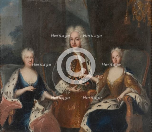 Fredrik I, 1676-1751, Ulrika Eleonora d.y.1688-1741, Sofia Charlotta Karolina, 1678-1749, 1727. Creator: David Kock.