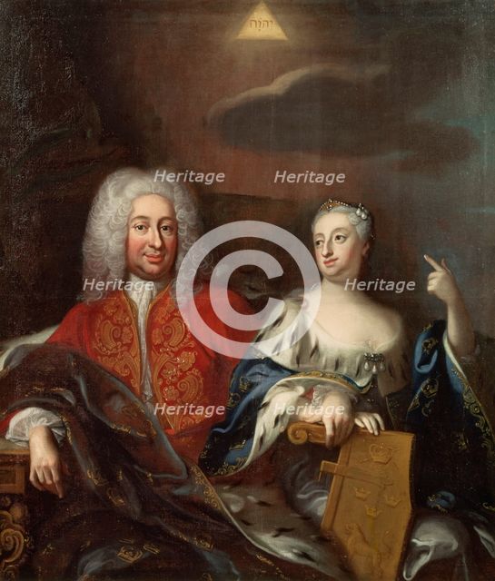 Fredrik I, 1676-1751, King of Sweden and his wife Ulrika Eleonora d.y.1688-1741, Queen of..., 1733. Creator: Georg Engelhard Schroder.
