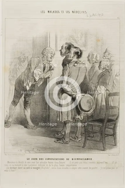 Free Doctor's Visit Day (plate 16), 1843. Creator: Charles Emile Jacque.