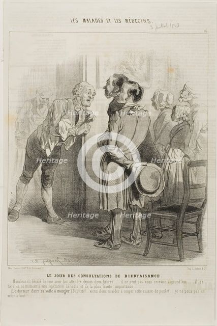 Free Doctor's Visit Day (plate 16), 1843. Creator: Charles Emile Jacque.